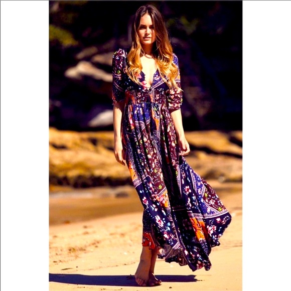Jaase Patches Patchwork Mixed Media Print Maxi Dress - Picture 2 of 8